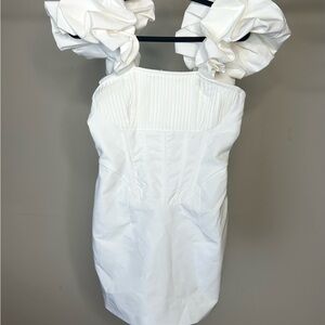 PrettyLittleThing White Dress with Ruffled Straps